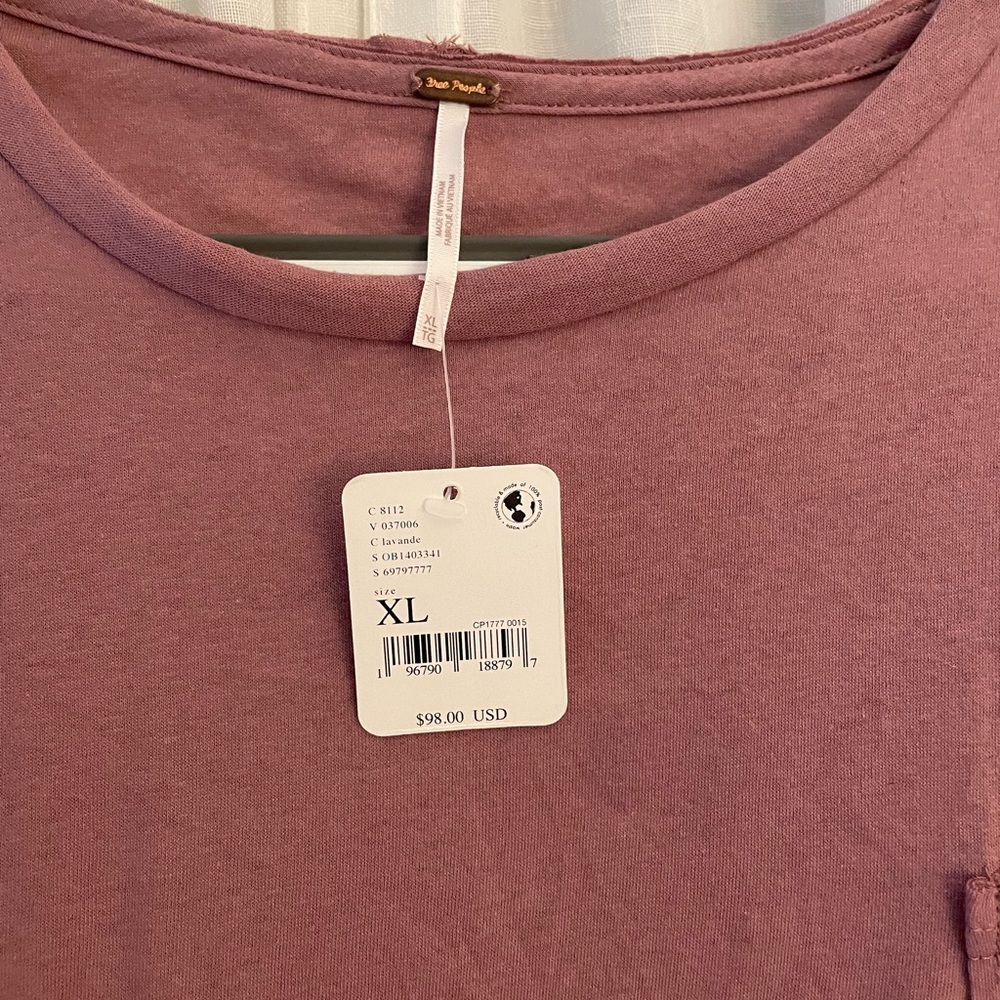 Free People Celine Tee Shirt. Top. Rose Gold. Long Sleeve. XL. NWT. Sequins. - Picture 8 of 9